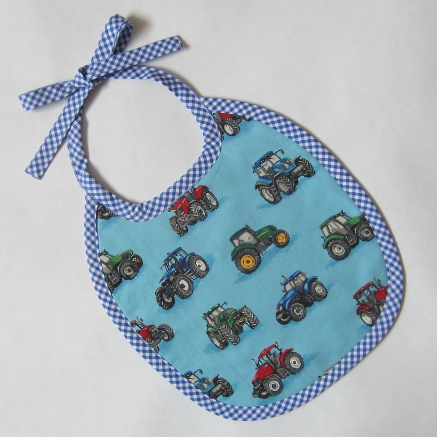 Blue Tractor Babies Bib