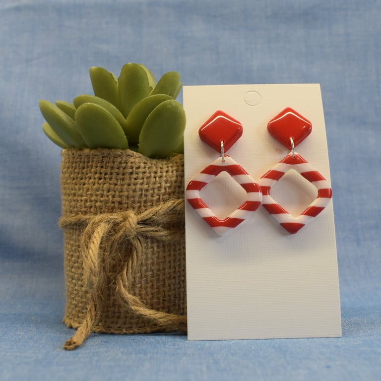 Stripe Diamond Shaped Earrings