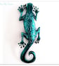 Handmade Tin Gecko Wall Art, Turquoise. Made from a Coffee Tin - Image 1