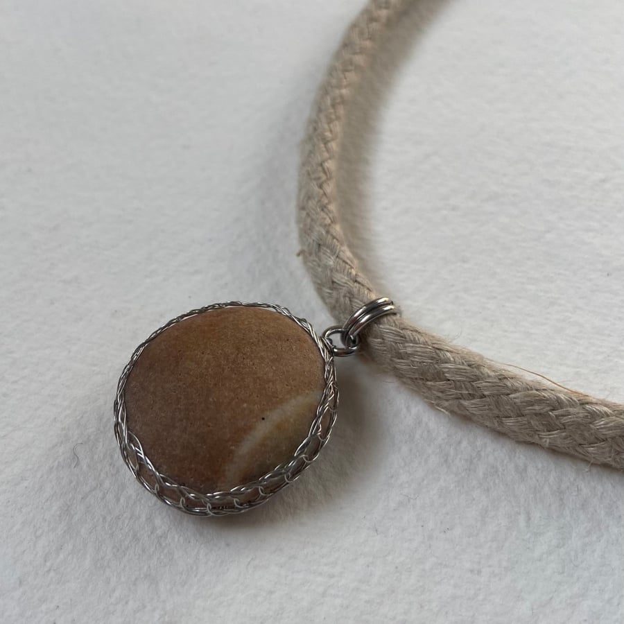 Sandstone and hemp necklace