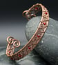 SALE - Diamond Wire Weave Copper Cuff with Red Beads - Image 1