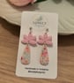 Pink Floral Polymer Clay Earrings, Handmade Jewellery 