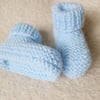 Hand knitted baby booties, blue knitted boots 