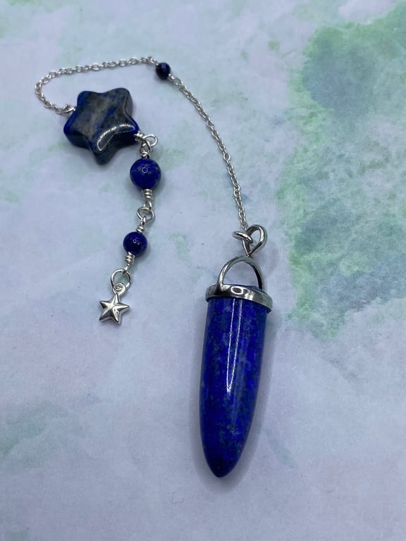 Lapis lazuli pendulum on sterling silver chain