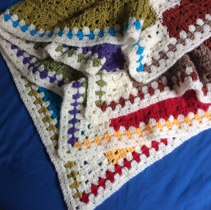 Handmade crochet throw, small crochet granny sq... Folksy
