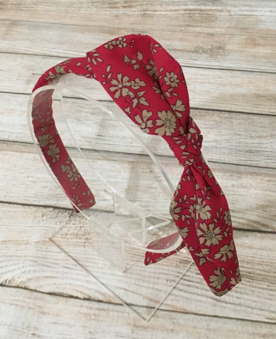 Fabric Headband featuring Liberty of London Red Gold floral