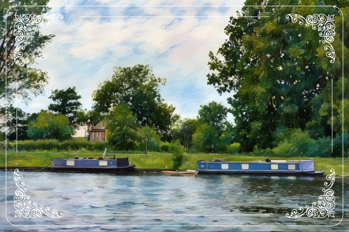 Moored Up Narrow Boats  A5 Greeting Card Norfolk 