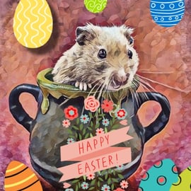 Happy Easter Hamster Card A5 