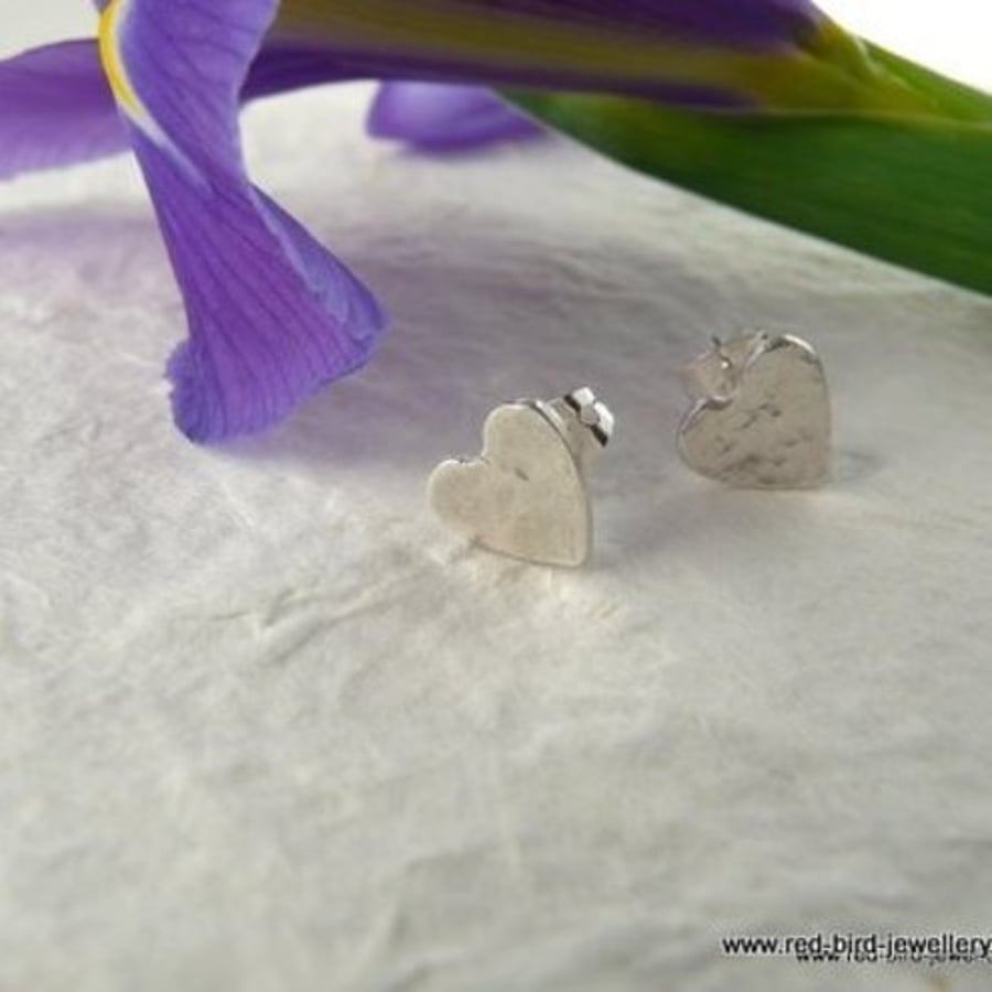 Hammered Fine Silver Hearts
