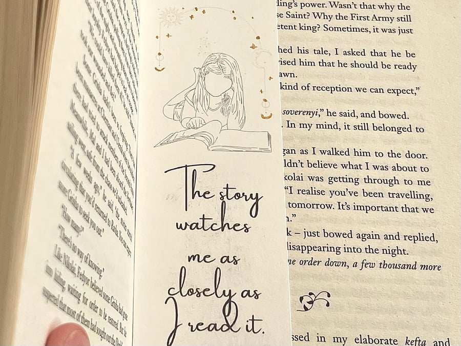 Celestial Bookmark Handmade with Gold Moon, Stars and Sun