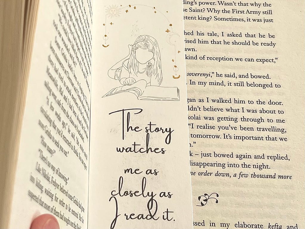 Celestial Bookmark Handmade with Gold Moon, Stars and Sun