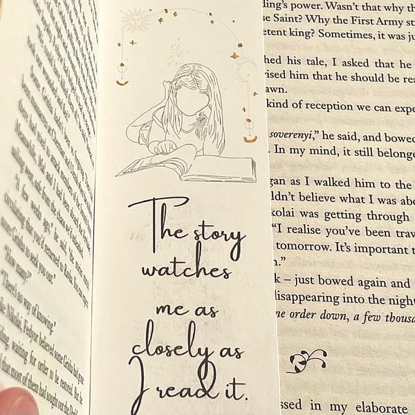 Celestial Bookmark Handmade with Gold Moon, Stars and Sun