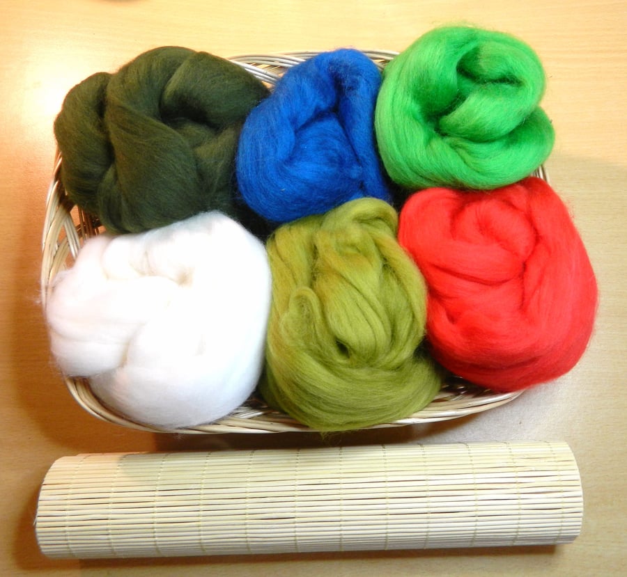 Custom Listing for Ruth Felt Making Kit  2 reds 2 whites, 1 brown and 1 green