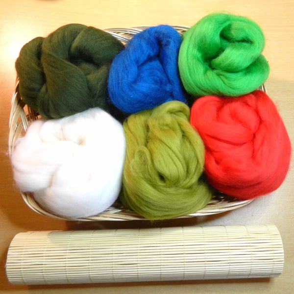 Custom Listing for Ruth Felt Making Kit  2 reds 2 whites, 1 brown and 1 green