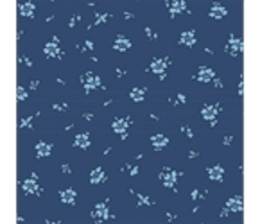 Liberty Floral Cotton Fabric, Midnight Garden, Field Rose in Blue