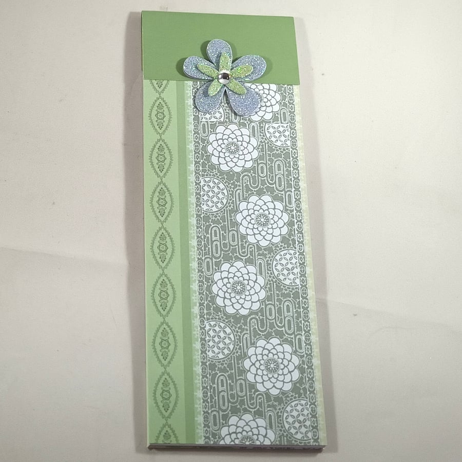 Lined notepad  - green floral