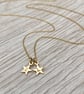 9ct yellow gold teeny tiny star letter charm pendants and chain - Image 1