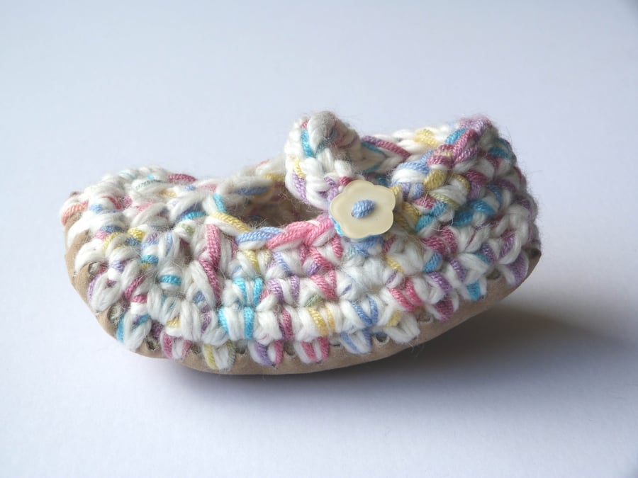 Baby shoes- Wool & leather - Mary Jane Shoes - 3-6 months