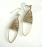 Polished Brass Oval Earrings with delicate wire weaving. - Image 4