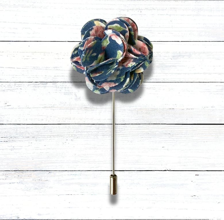 Flower Lapel Pin, Blue Flower, Wedding Buttonhole, Christmas Gift 