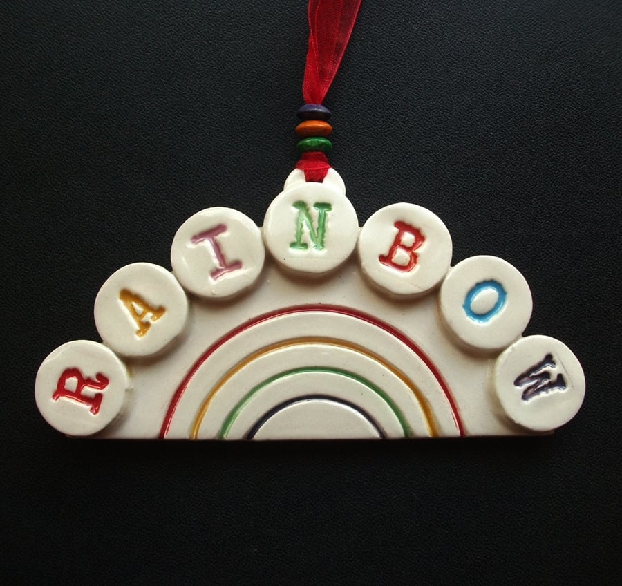 Ceramic rainbow hanging decoration