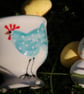 egg cup, blue chicken, hand painted ceramic - Image 5