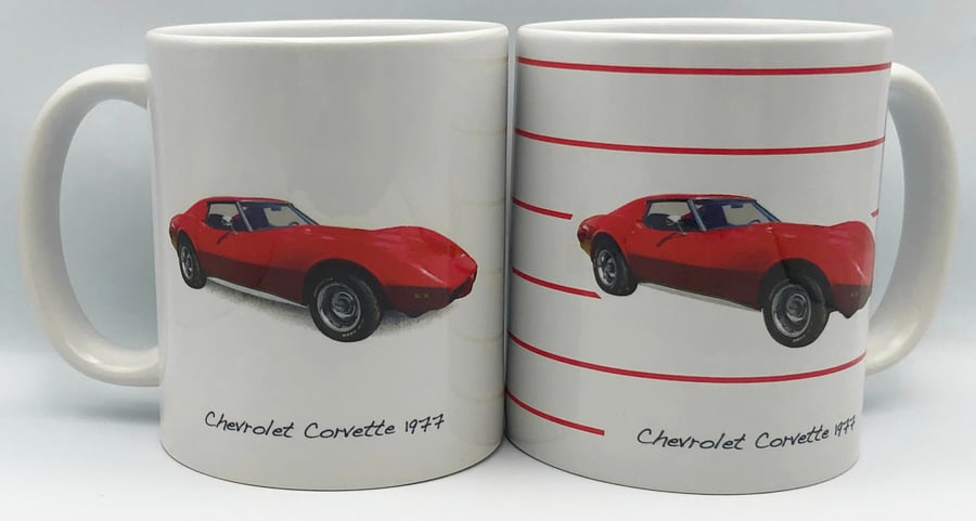 Chevrolet Corvette 1977 - 11oz Ceramic Mug - Plain or Stripe Design