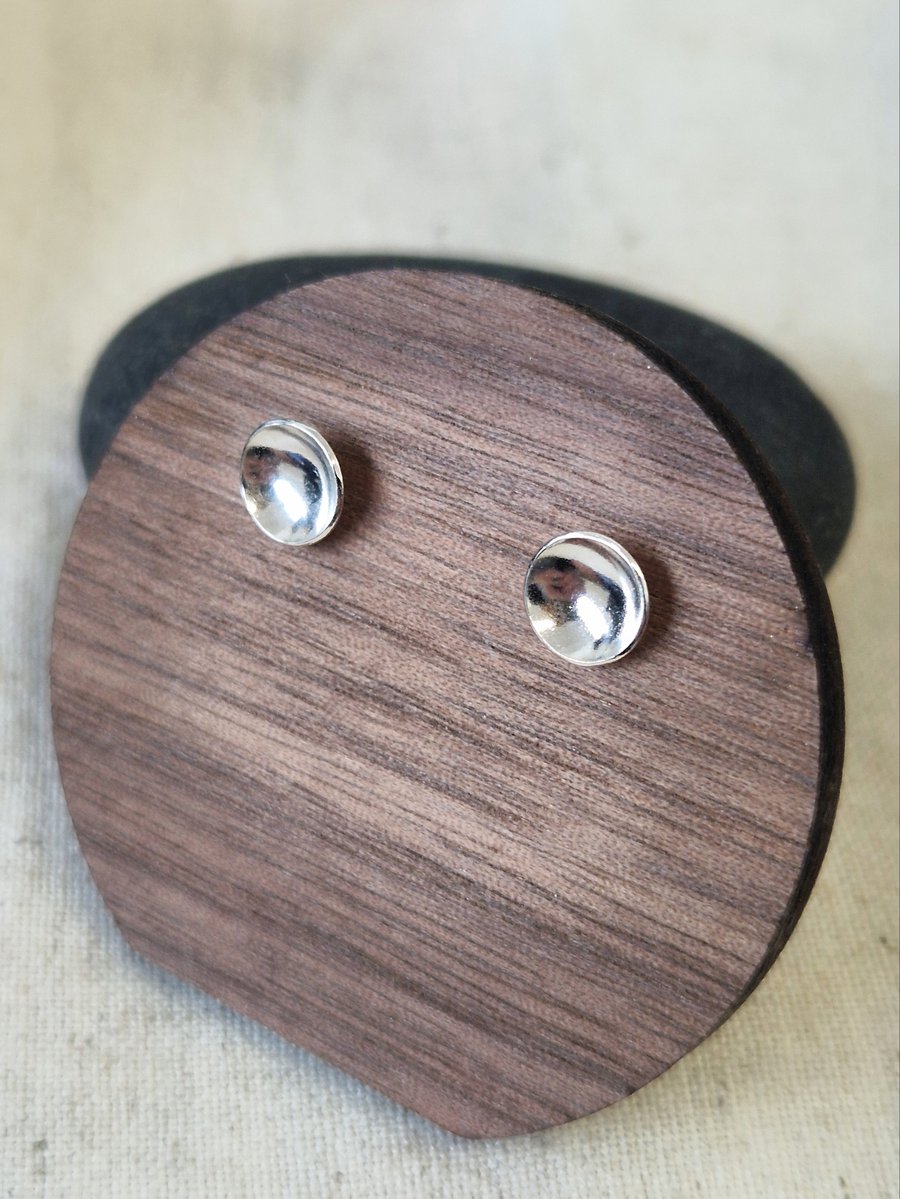 Sterling silver domed studs Polished finish Perfectly imperfect 