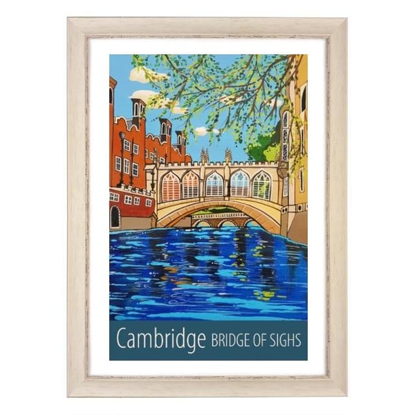 Cambridge, Bridge of Sighs travel poster print by Susie West
