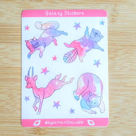 Galaxy animals Illustrated sticker sheet