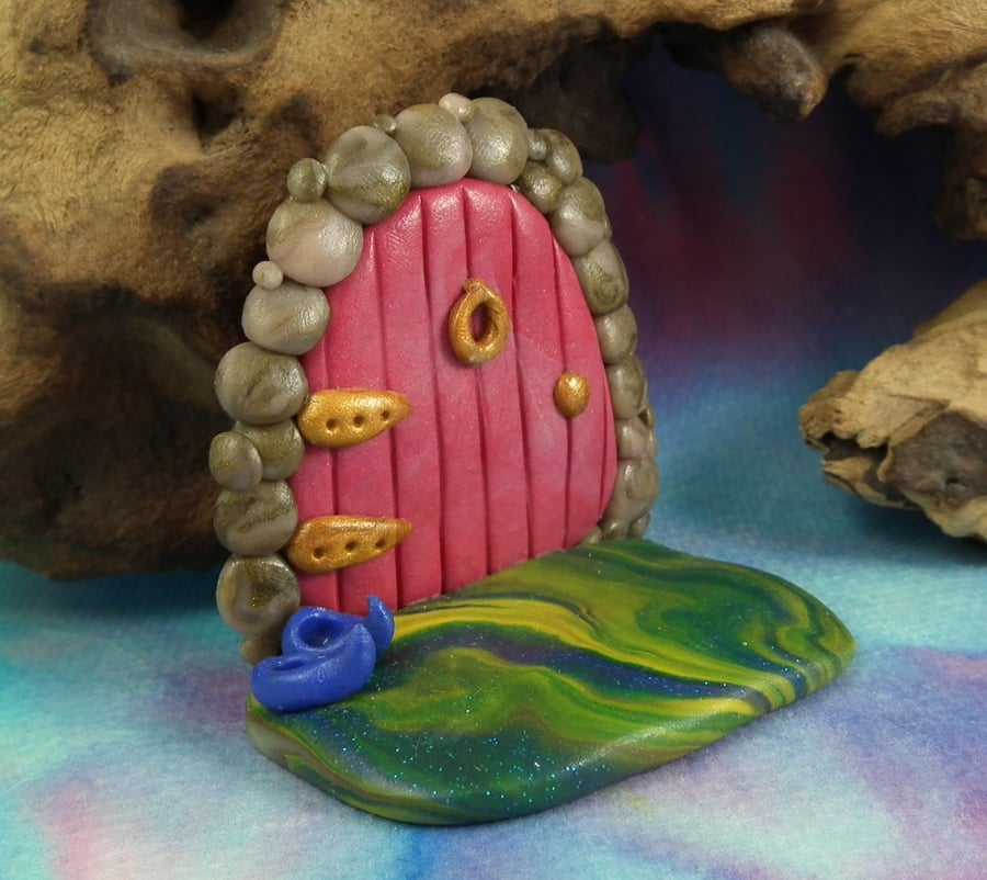 Spring Sale ... Freestanding Gnome Portal 2" OOAK Sculpt Fairy Door