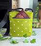 Polka Dot Print, Water-resistant Lime Green Oilcloth, Small Cross Body Bag - Image 3