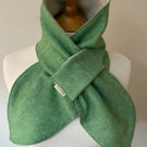 Green herringbone tweed and cream fleece scarf