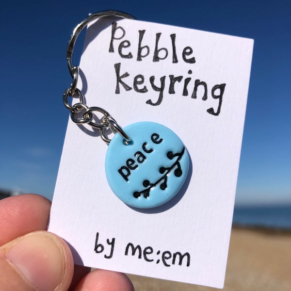 Peace Mini Pebble Keyring
