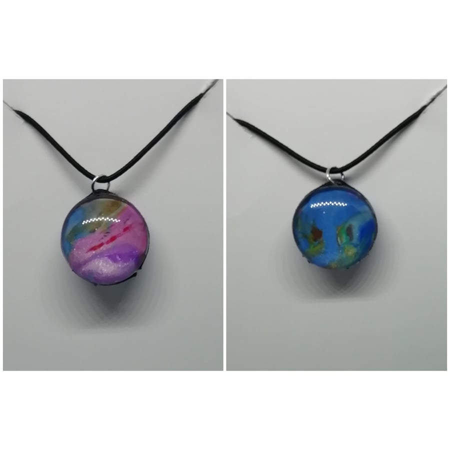 Marble clay glass pendant small 