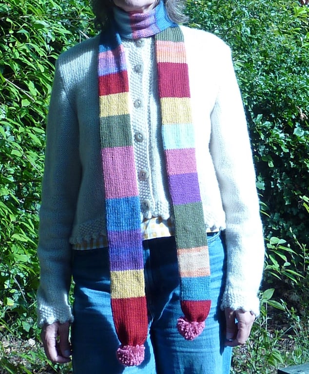 Long striped skinny scarf