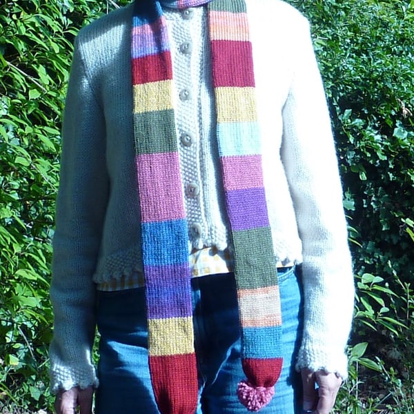 Long striped skinny scarf