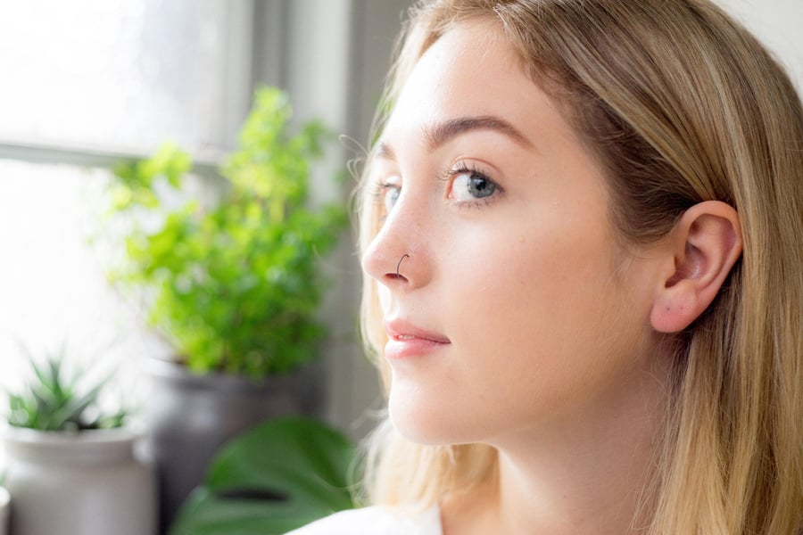 Oxidised Black Nose ring Sterling Silver Very thin Nose ring