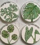 Hand Painted Botanical Ceramic Coaster, Pottery Plant Coasters - Image 2