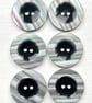 6 MOP-Effect Buttons, Shimmery, Dish, 30mm Wide, Chunky Rim, Polyester