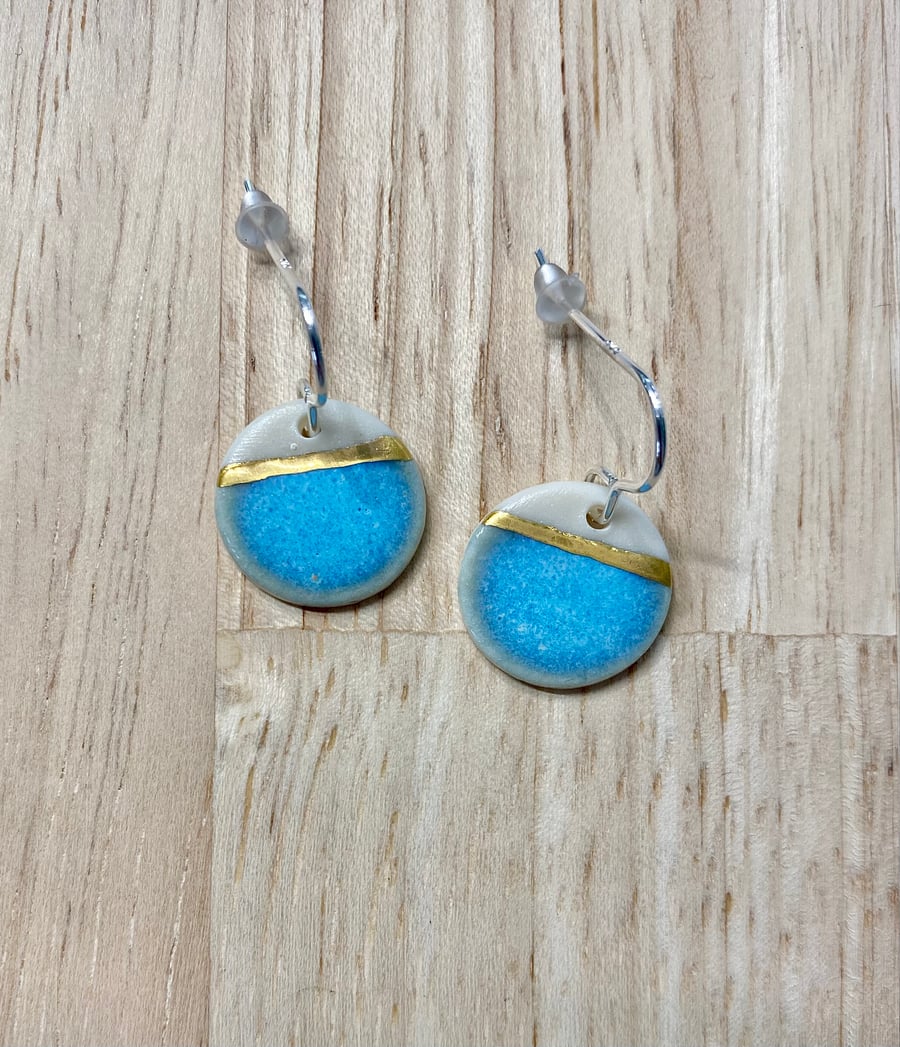 Sea Breeze Disc Earrings with 24ct Gold Detailing