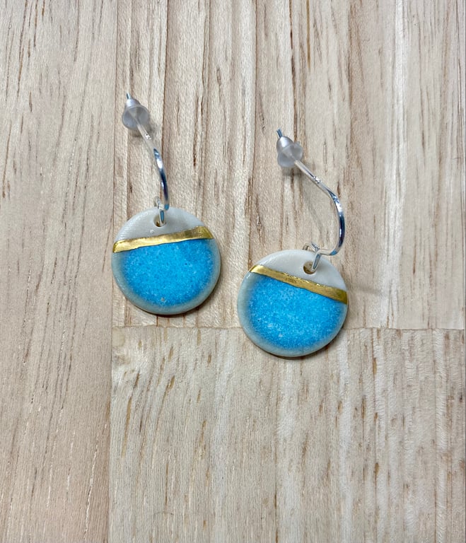 Sea Breeze Disc Earrings with 24ct Gold Detailing