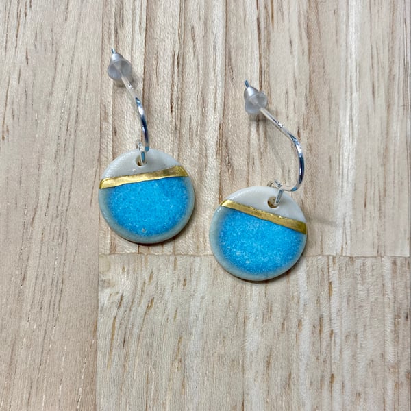 Sea Breeze Disc Earrings with 24ct Gold Detailing