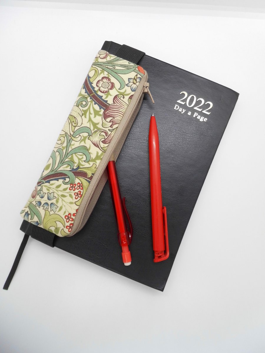 Mini pencil case to attach to a diary journal or notebook