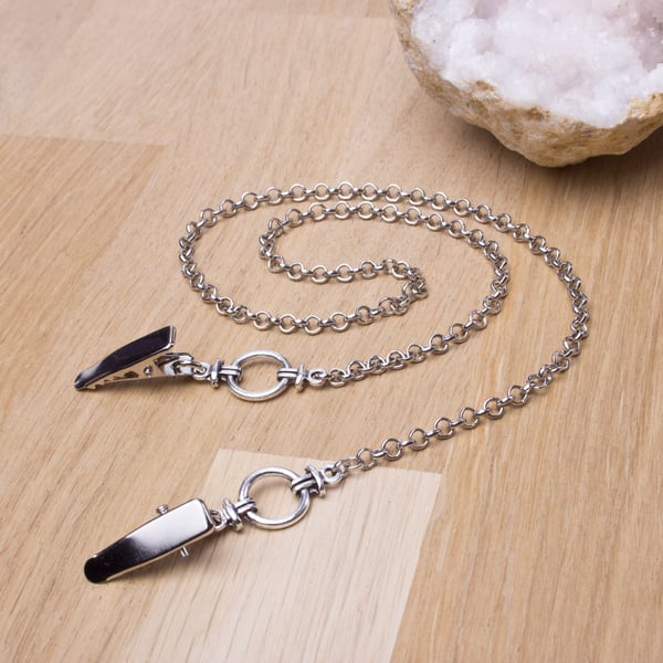 Mens Napkin Clips - silver rings neck chain napkin holder - senior gift