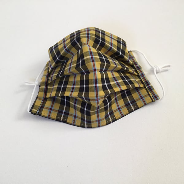 Cornish Tartan Pleated Face Covering Mask Larger Size FREE U.K. POST