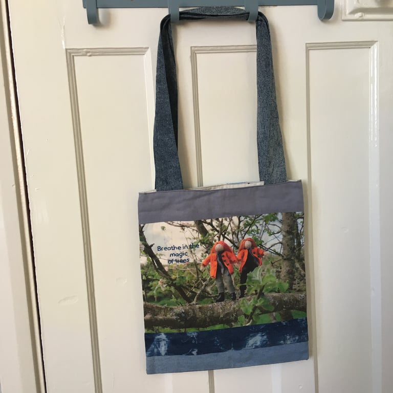 Upcycled Hand Embroidered Nature Tote Bag 