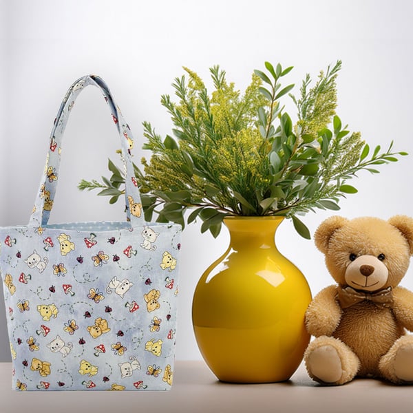 Teddy Bears & Dogs Design Tote Bag-Children-Baby Shower bag-Handmade-CTB087