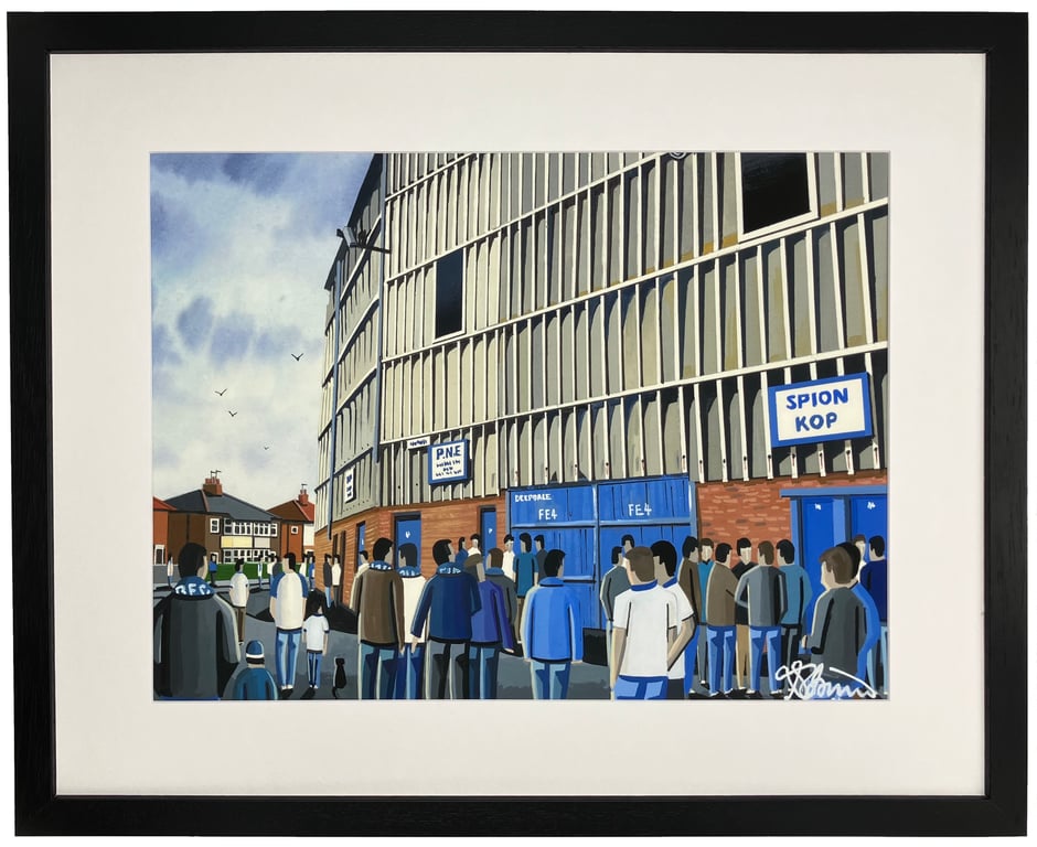 Preston N End, Retro Deepdale Football Stadium Art Print 20" x 16" Frame Size
