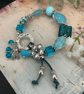 Bracelet, Gorgeous blue glass beaded unique artisan bracelet, charm bracelet 